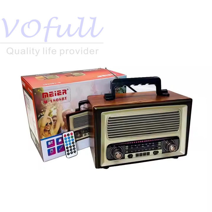 Coffee/Wooden Portable Radio Player with AM/FM Band Rechargeable Battery